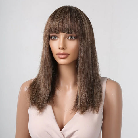 *Perruque Courte Lisse Brune