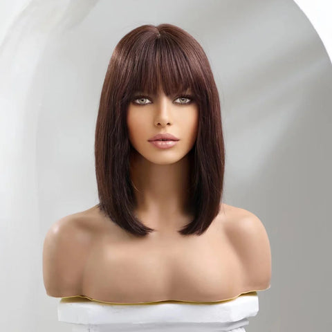 *Perruque Courte Lisse Brune